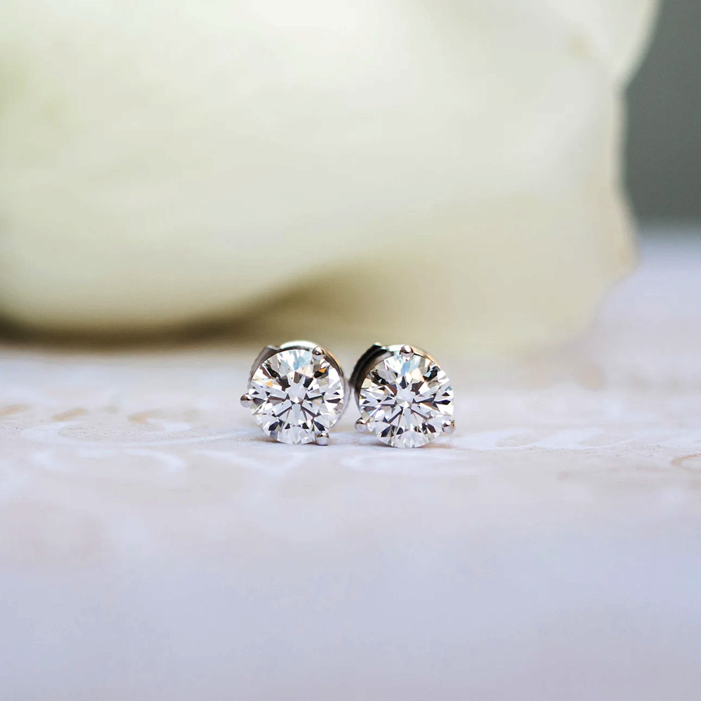 2 Carat IGI GLI HRD Lab Grown Diamond 14k Yellow Gold Round Womens Earrings Stud