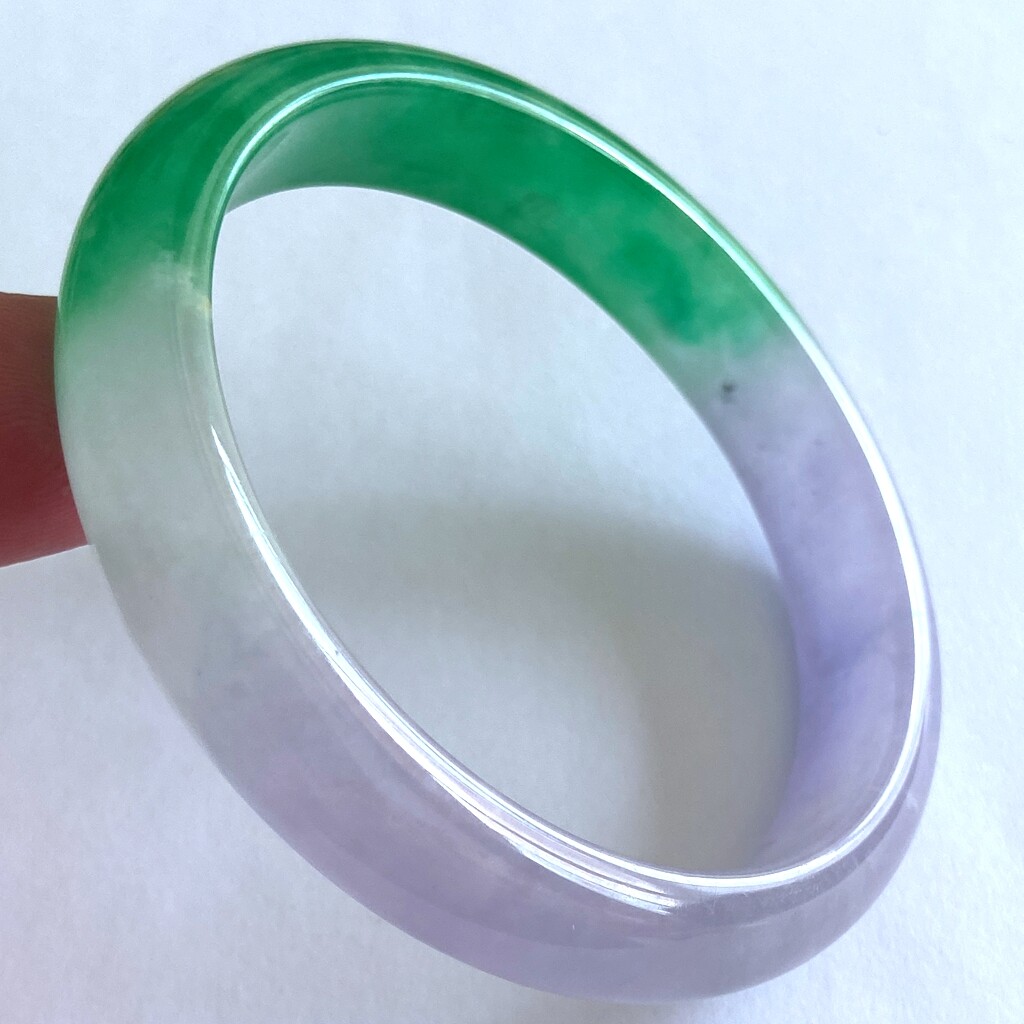 Certified Natural Burma 57mm Green Lavender A Jade jadeite Bangle Bracelet 0302