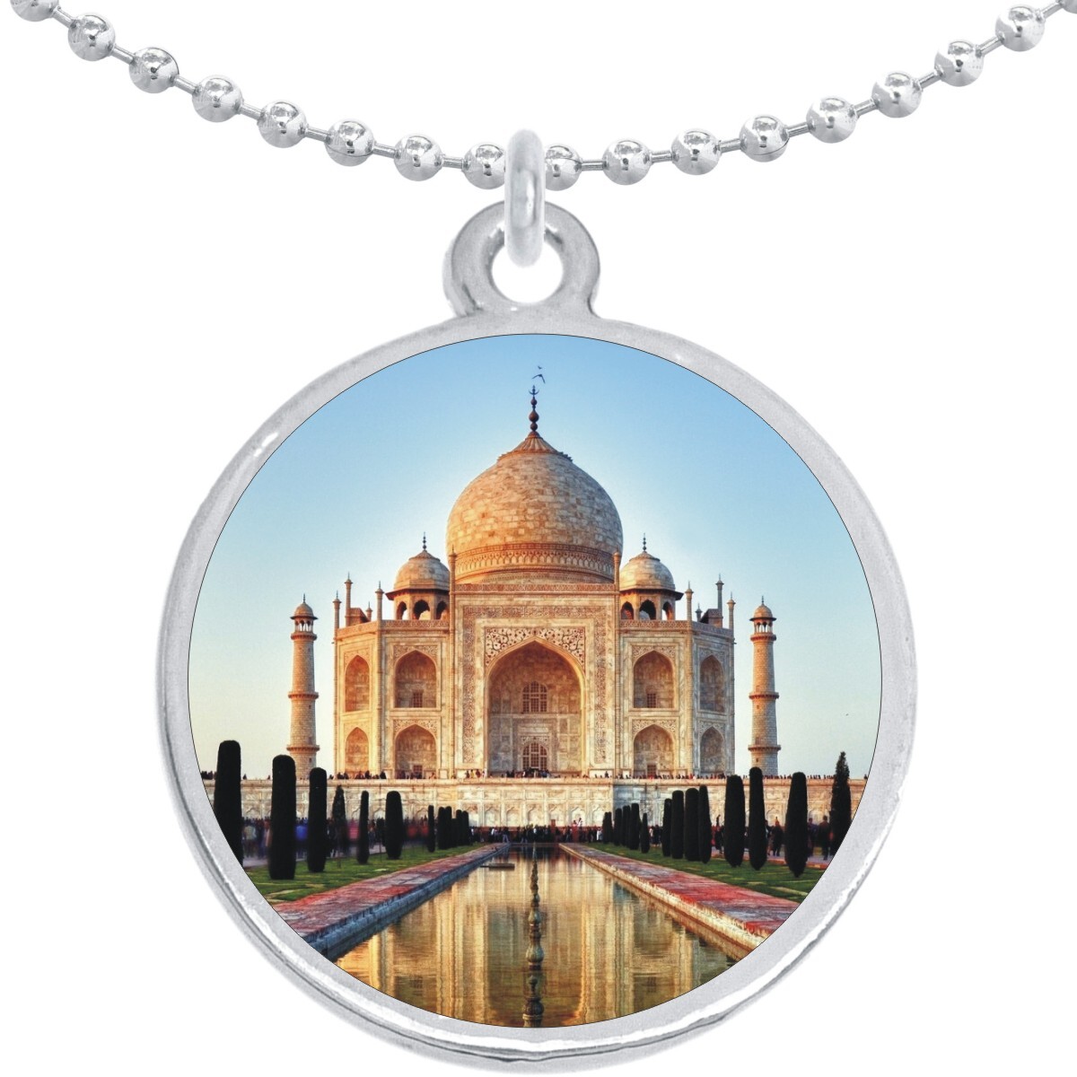 Taj Mahal India Round Pendant Necklace Beautiful Fashion Jewelry