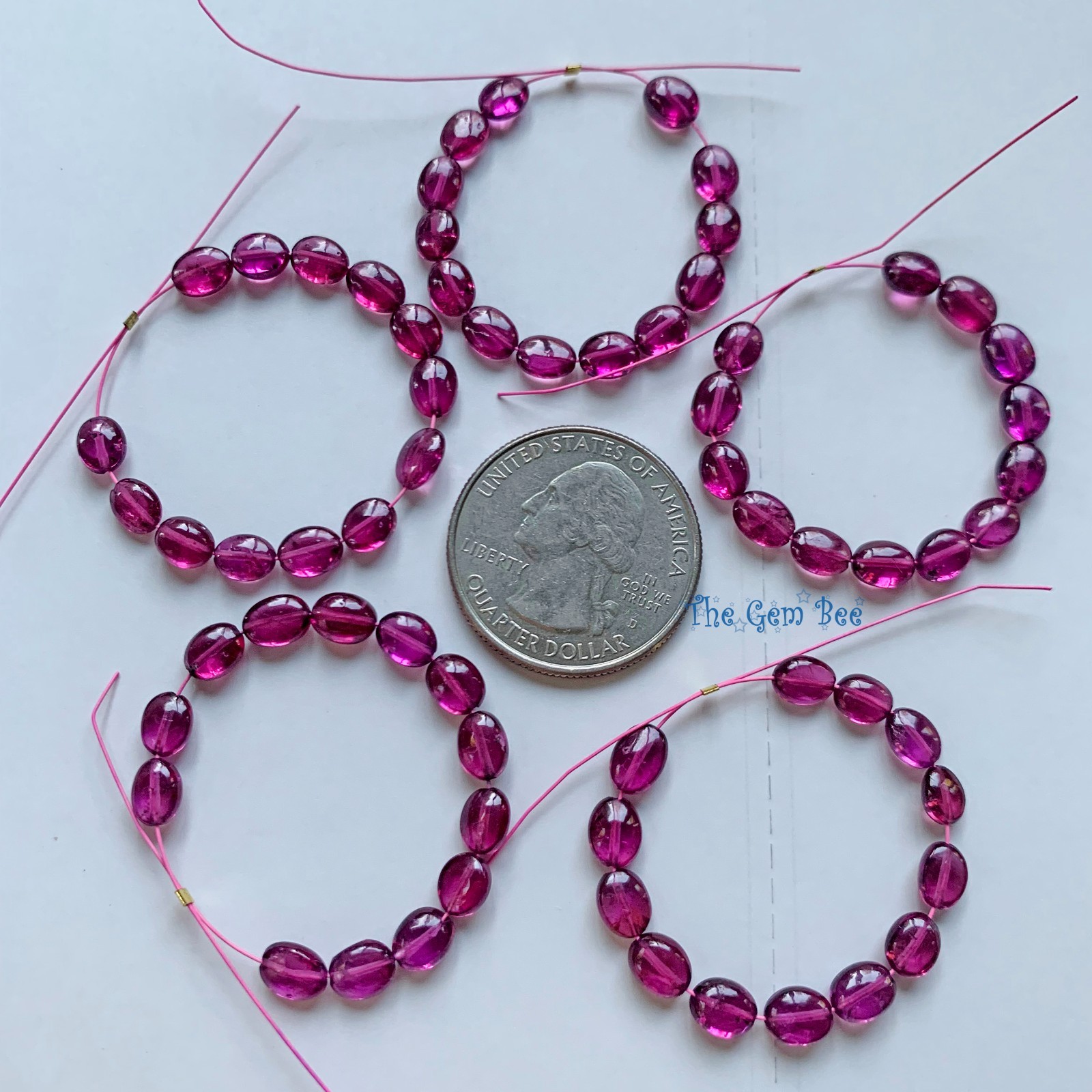 Berry Pink Rhodolite Garnet Smooth Oval Nugget Beads 3 Inch strand