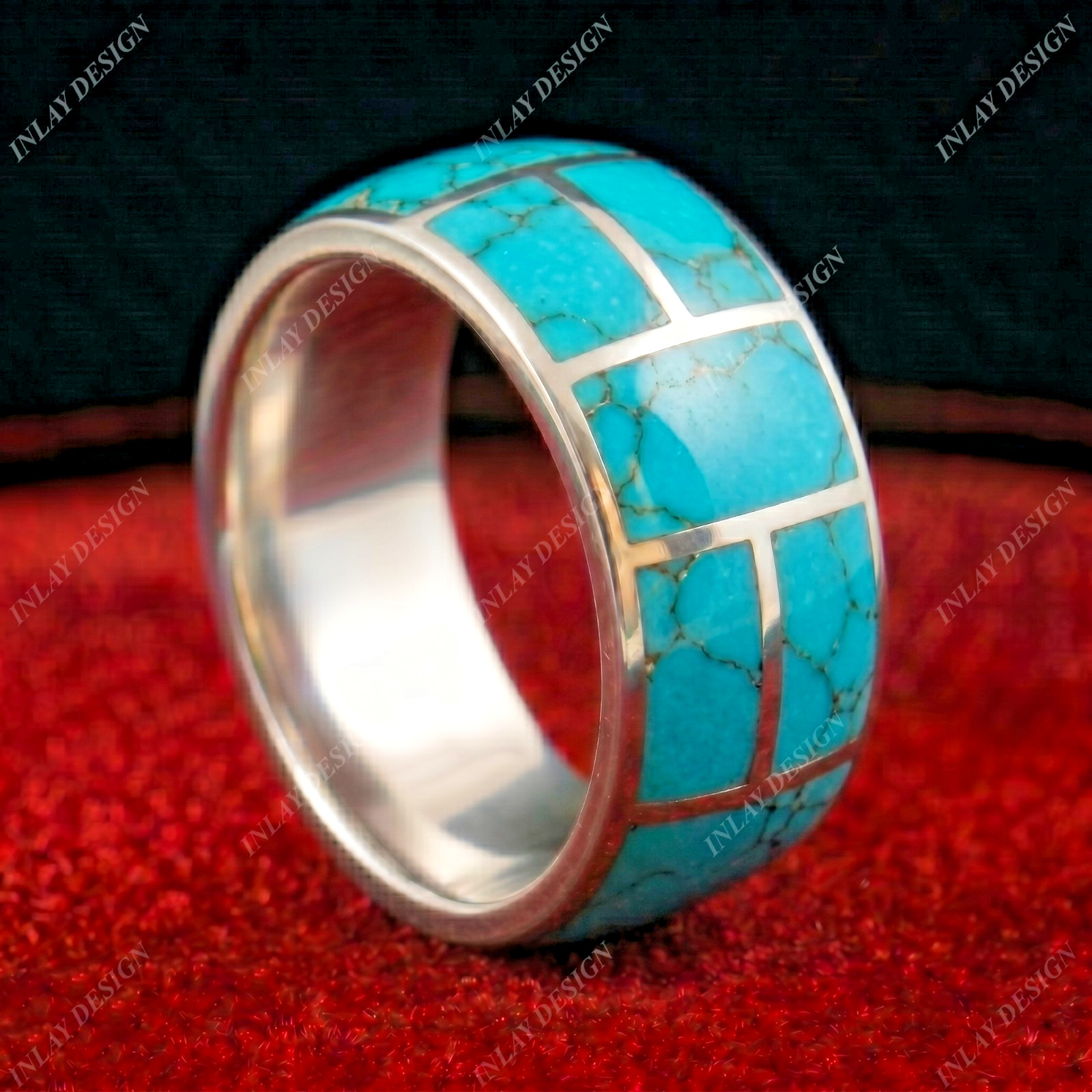 Natural Turquoise Inlay Design In 925 Sterling Silver Gift For Men And Women’s.