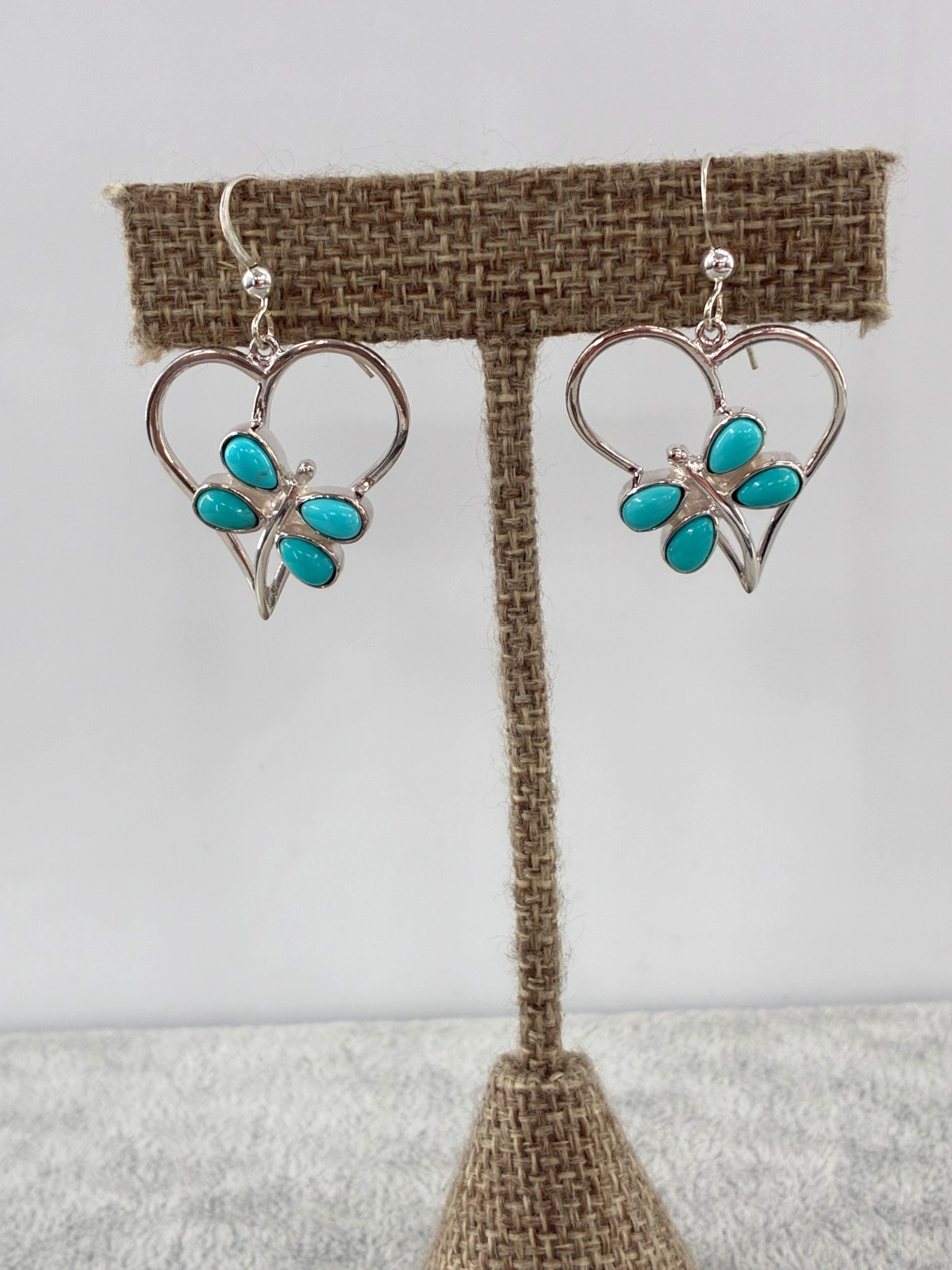 Rare Jay King DTR Turquoise Cabochon Dragonfly Dangle Earrings Sterling Silver