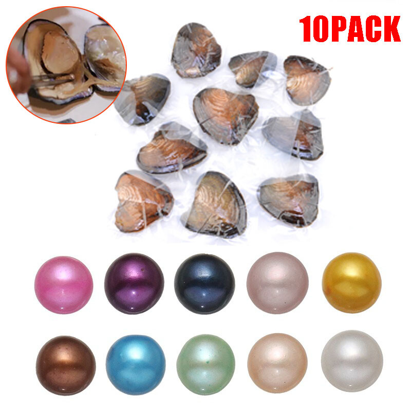 10pcs Individually Wrapped Oysters whith Natural Pearl Freshwater Holiday Gift