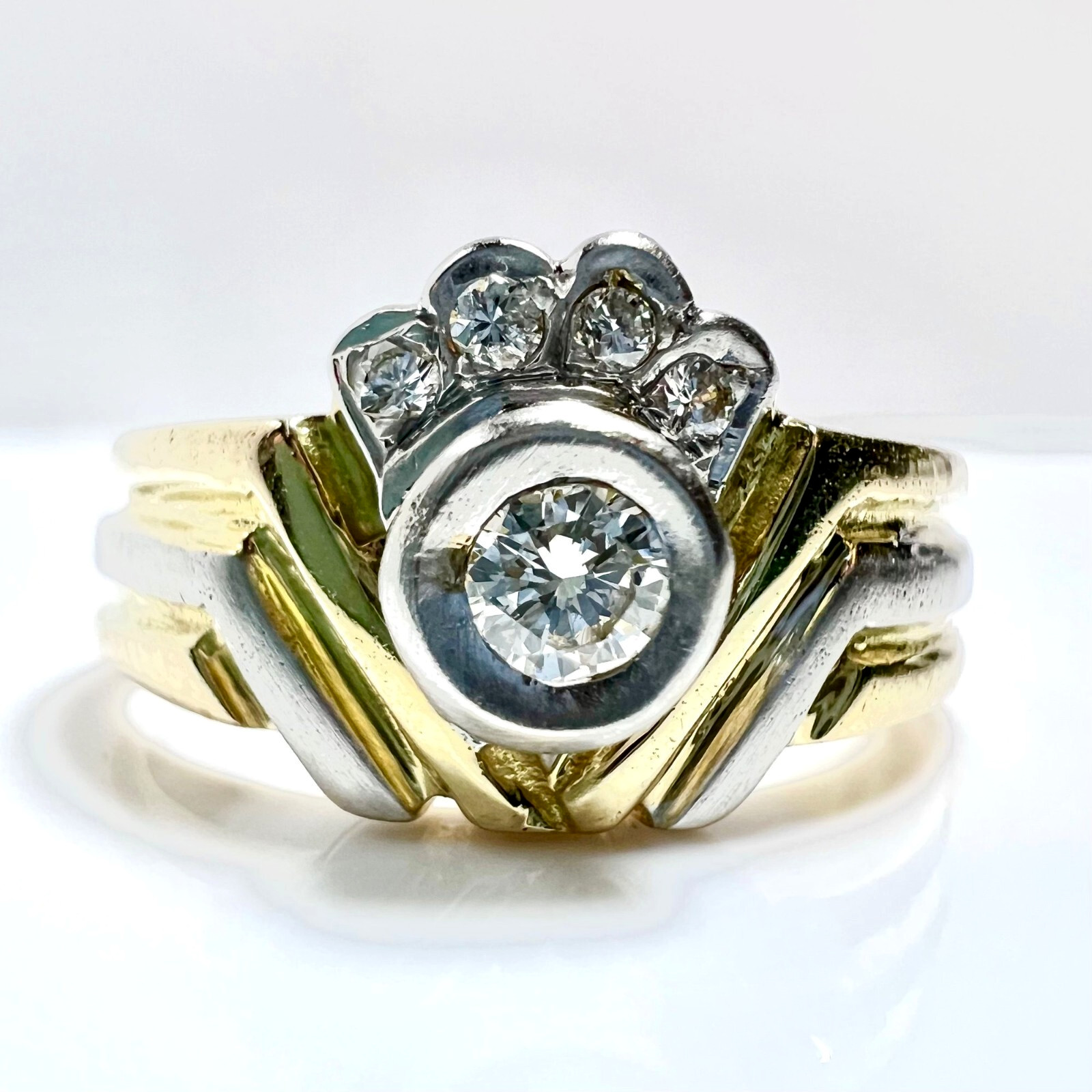 Ring 585 White Gold Gold 0.18 ct. Diamonds Size: 54 / 17.2mm Changeable 4.6g