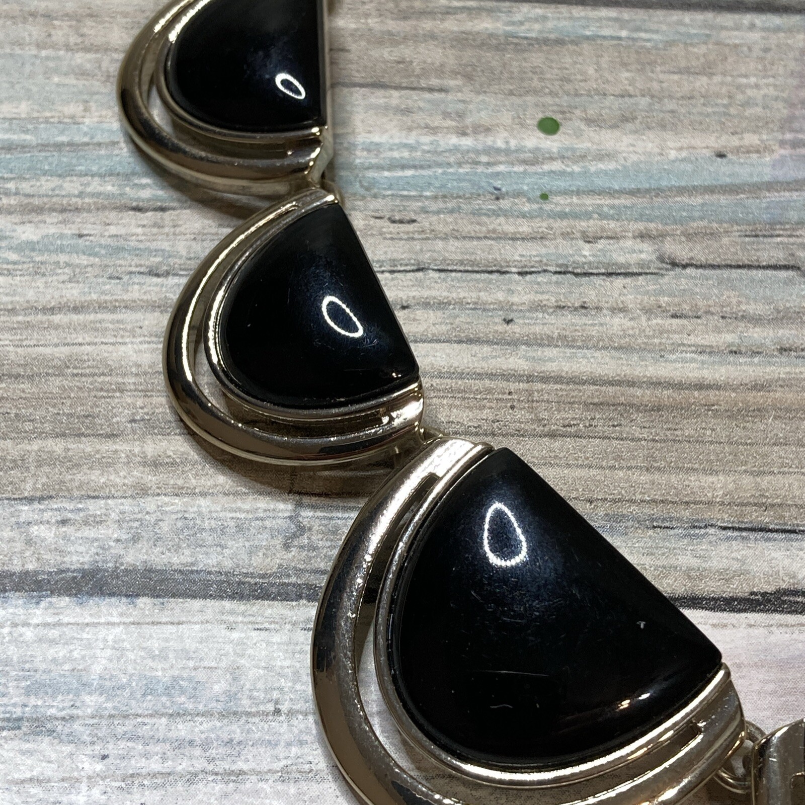 Talbots Black Gold Tone Statement Necklace 20″ NWOT