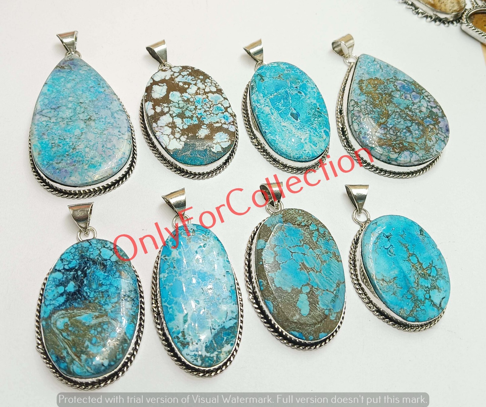 Natural Turquoise Gemstone 925 Sterling Silver Plated Wholesale Pendants Lot