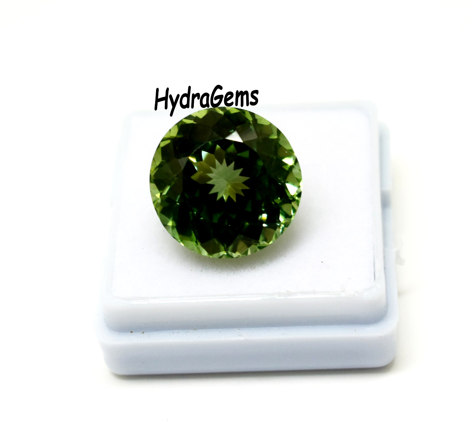 Certified Olive Green Tourmaline Afghanistan 14.85 Ct Round Cut Loose Gemstone