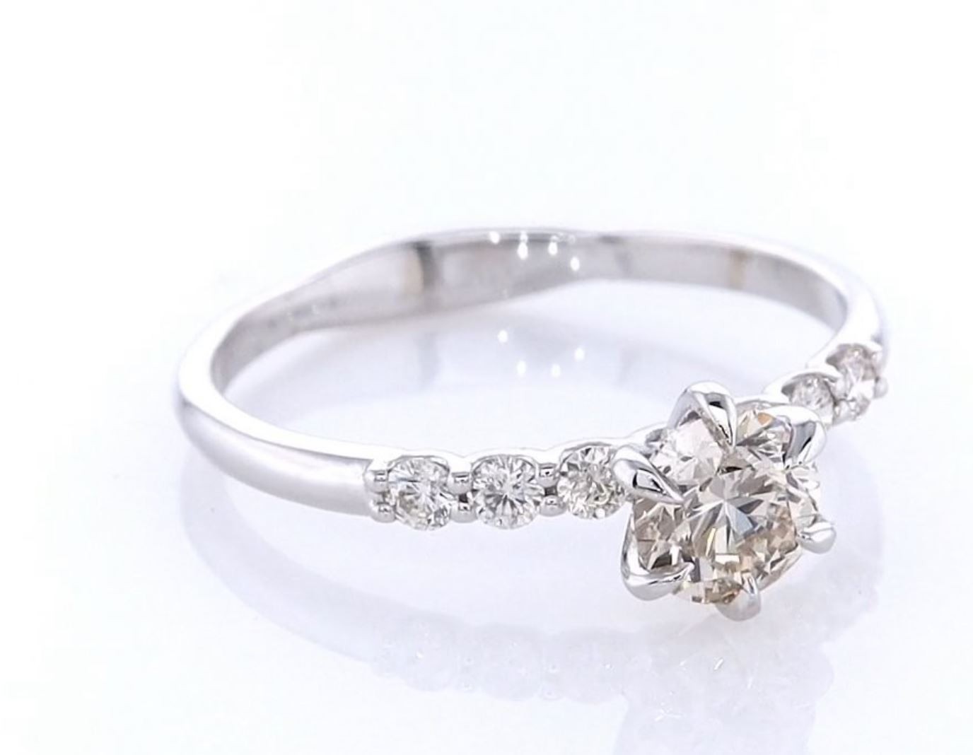 IGI Certified 0.69 CTW Natural Diamond Seven Stone Ring in 14K White Gold