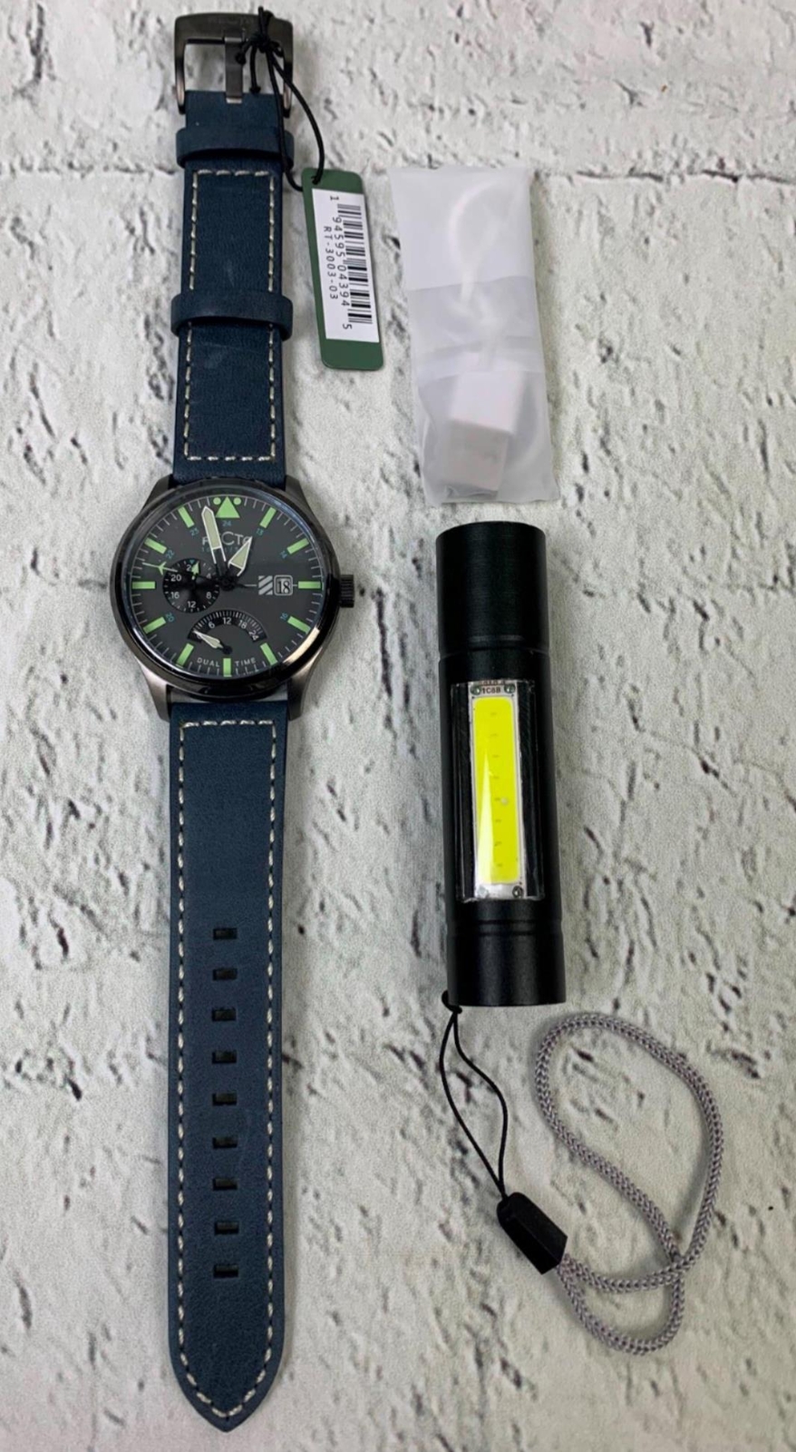 Recta Veymont Slate Japan Quartz Dual Time 43mm Watch 22mm Leather Strap
