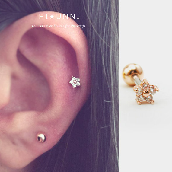 16g flower cartilage earring, helix conch tragus earrings, labret (optional),1pc