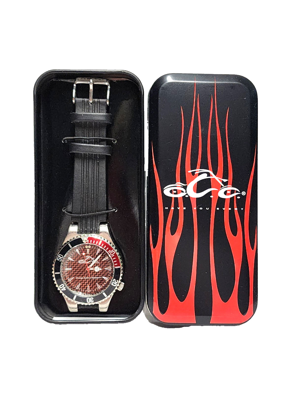 New 2004 Men’s Orange County Choppers Collectible Watch Red Black Chrome Logo
