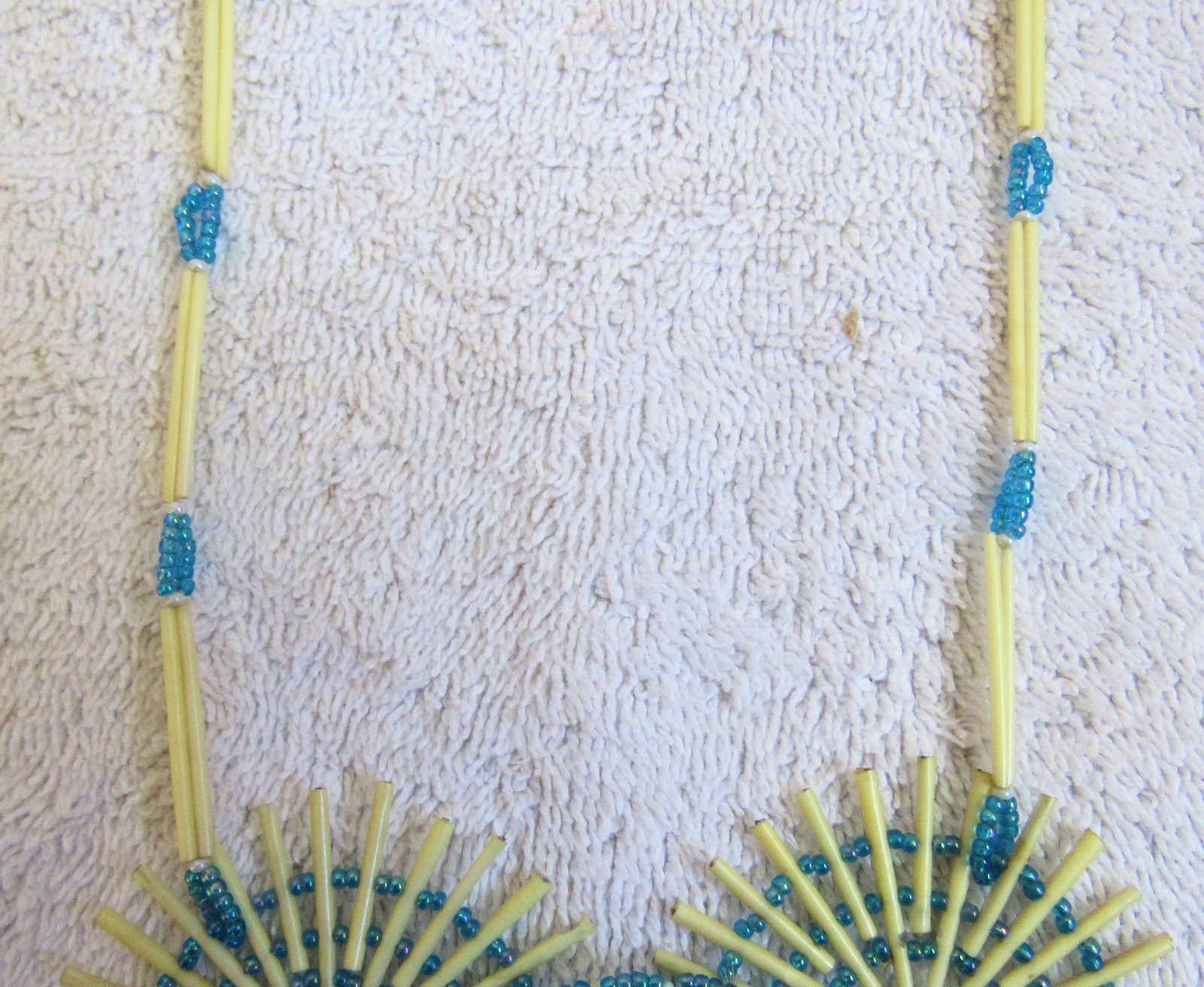 Old Sioux Indian Porcupine Quill & Beads Beadwork Medallion Pendants & Necklace