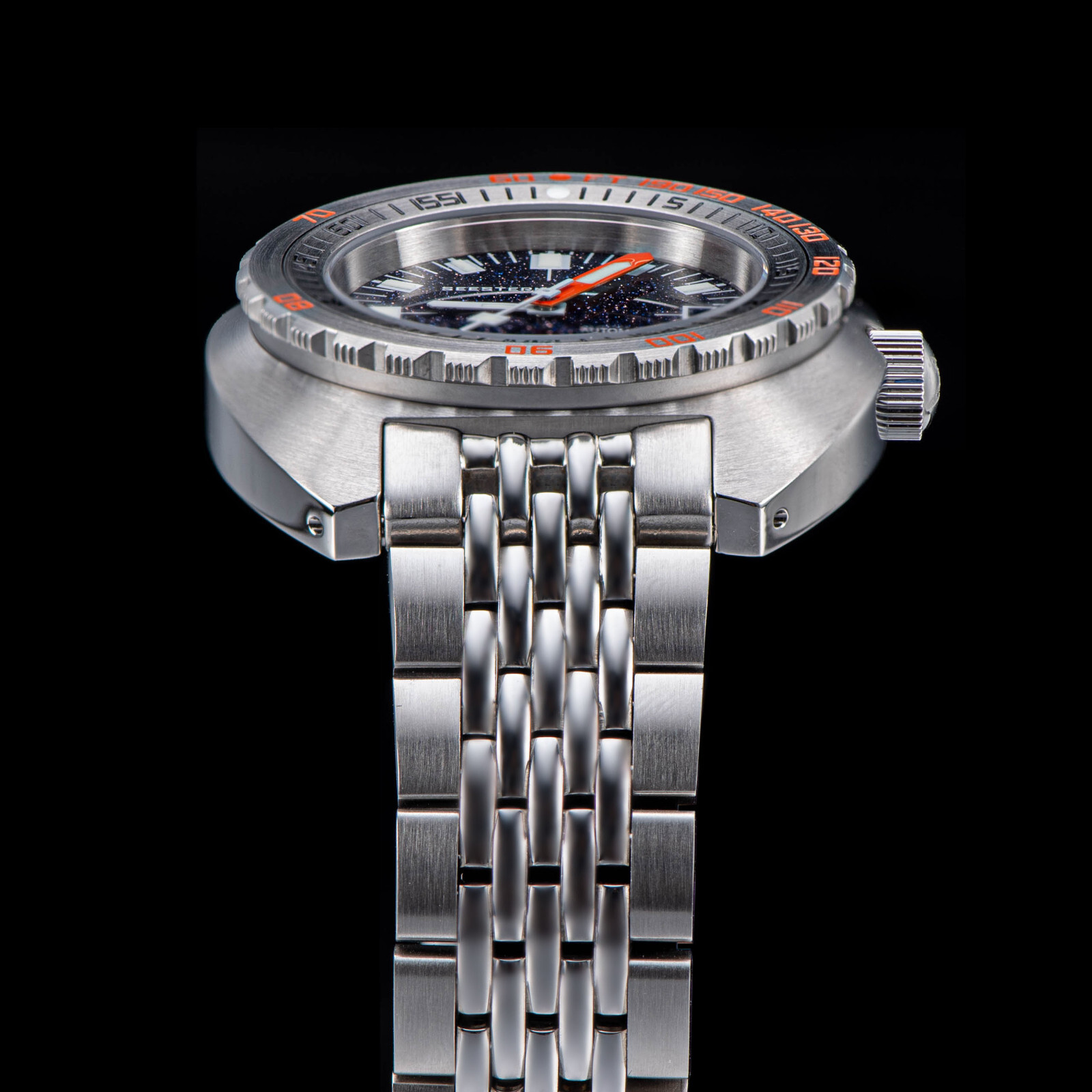 Seestern V3 42MM SUB 300T LUME DATE 200m DIVER’S Mens Watch DOX10 BlueGold Stone