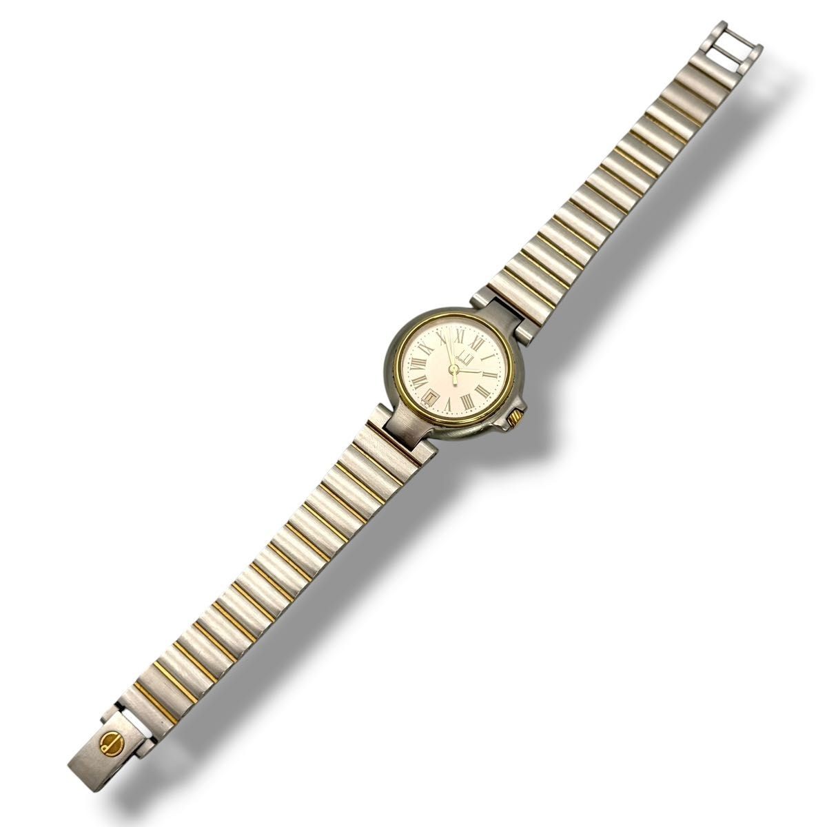 Working dunhill ladies wristwatch quartz combo gold silver