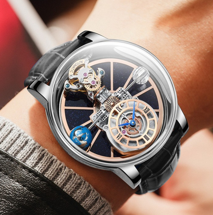 PINDU Men’s Quartz Watch 46mm Steel Case Sapphire Crystal Dress Concise Watch