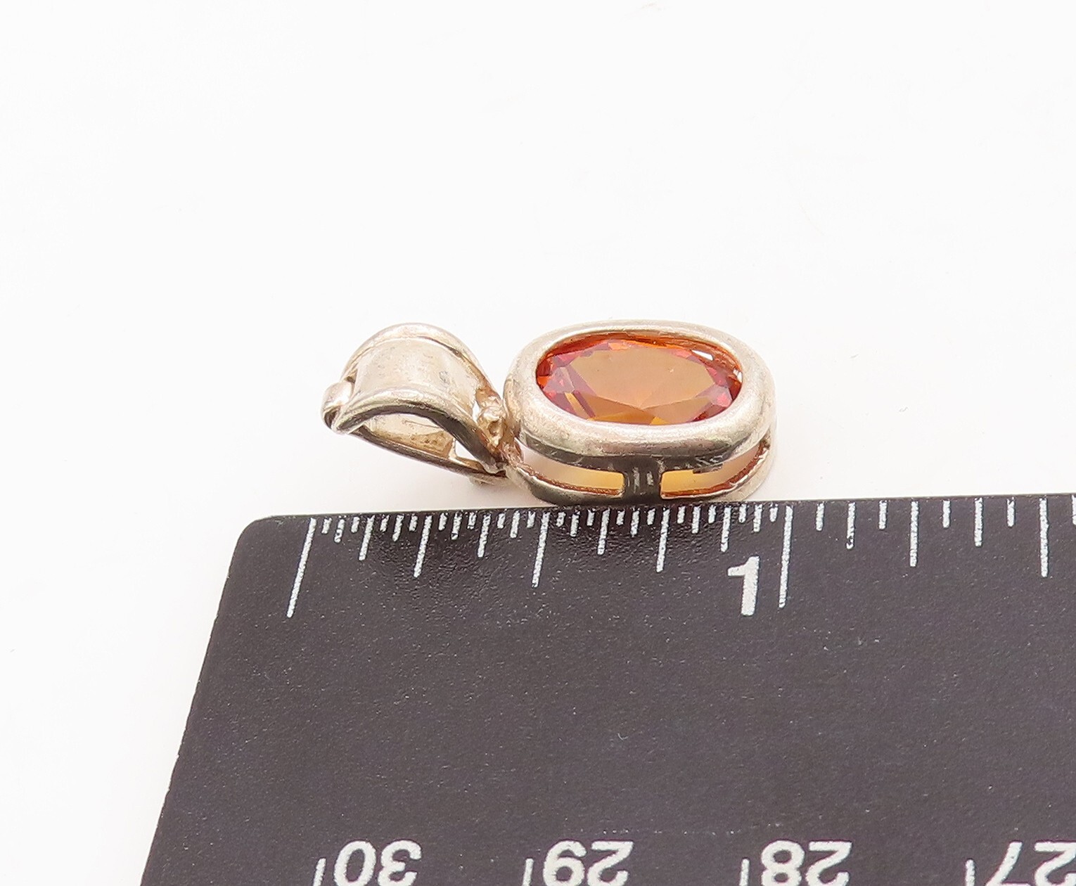 925 Sterling Silver Vintage Pendant Minimalist Oval Cut Citrine PT23438