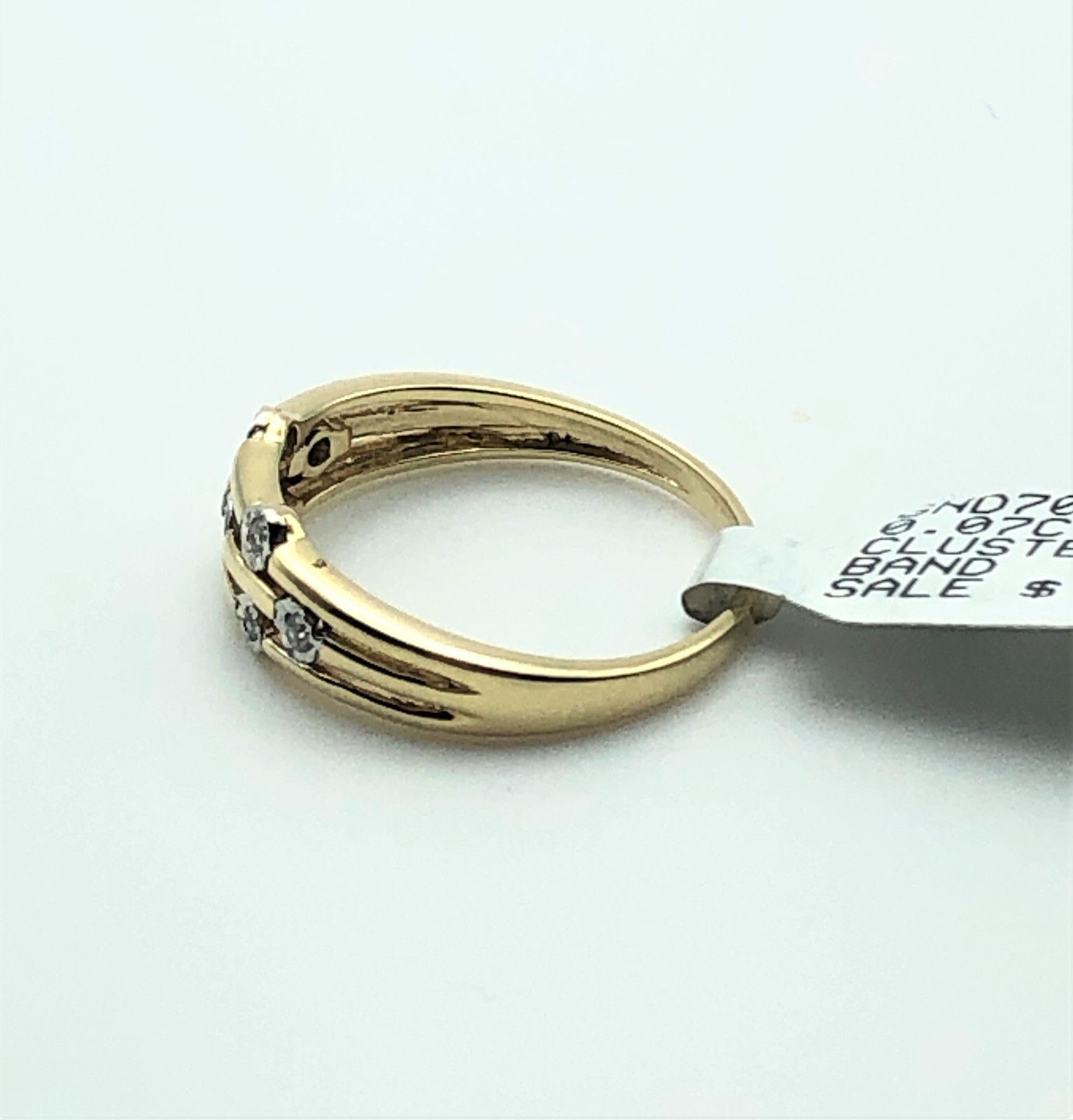 10k Gold Stacked Three Layer Ring with Diamonds (Size: 6.75)