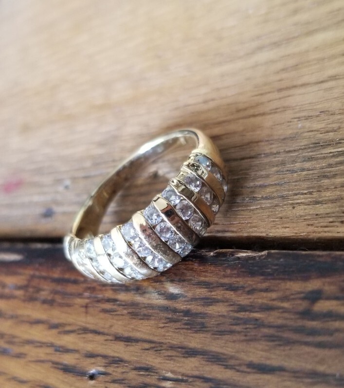 Ross Simons 18k Yellow gold Sterling silver channel Wedding Band Ring