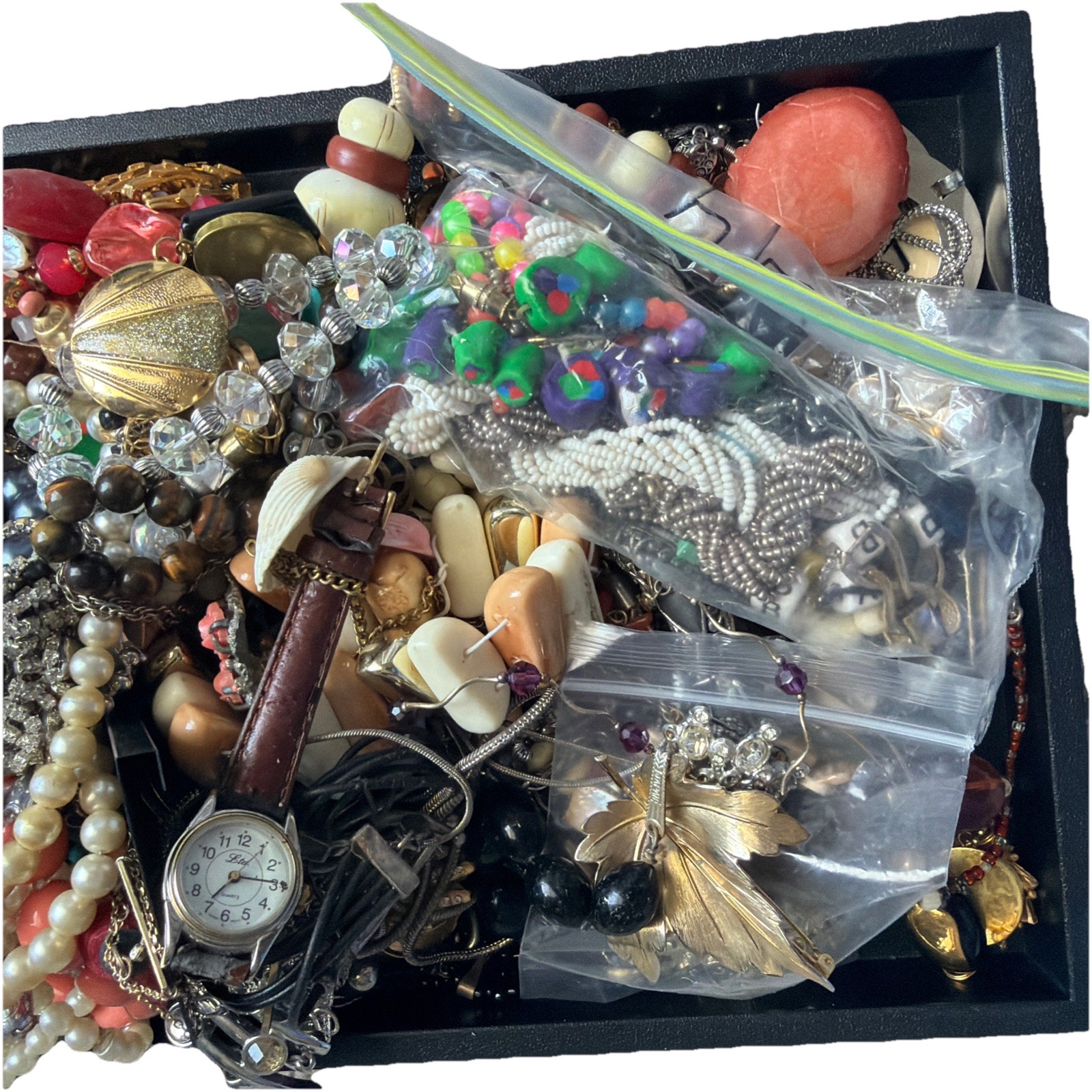 5.76 Lbs Bulk Craft Jewelry Lot Junk Repurpose Beads Wearable As Pictured As Is