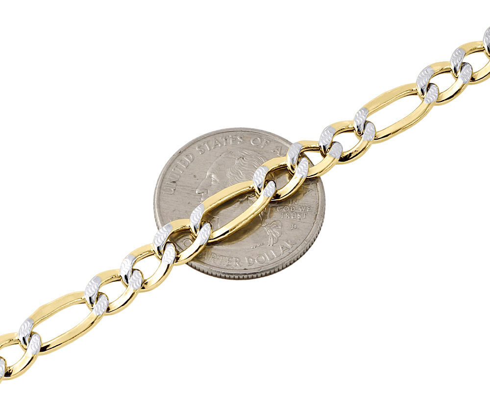 1/10th 10K Yellow Gold 7mm Diamond Cut Figaro Link Chain Necklace 18-30 Inch
