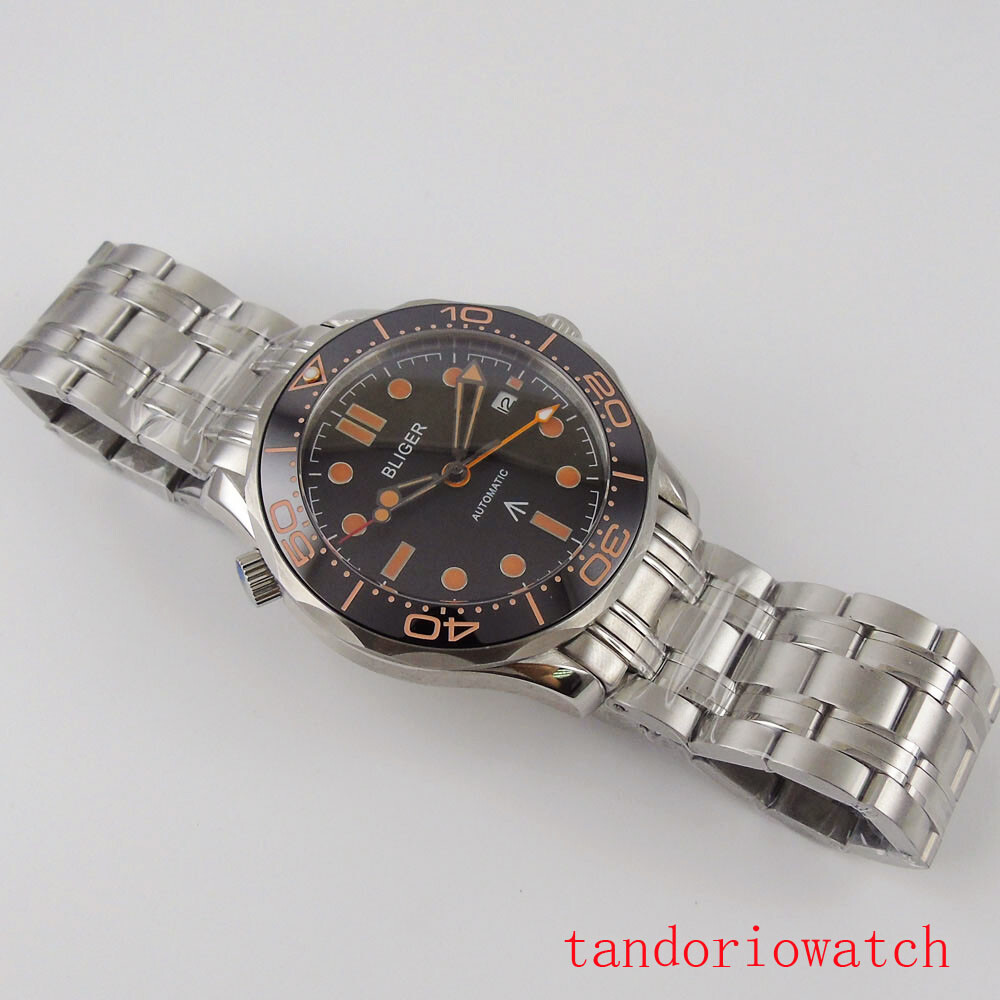 BLIGER 41mm stianless steel case men wristwatch GMT function automatic movement