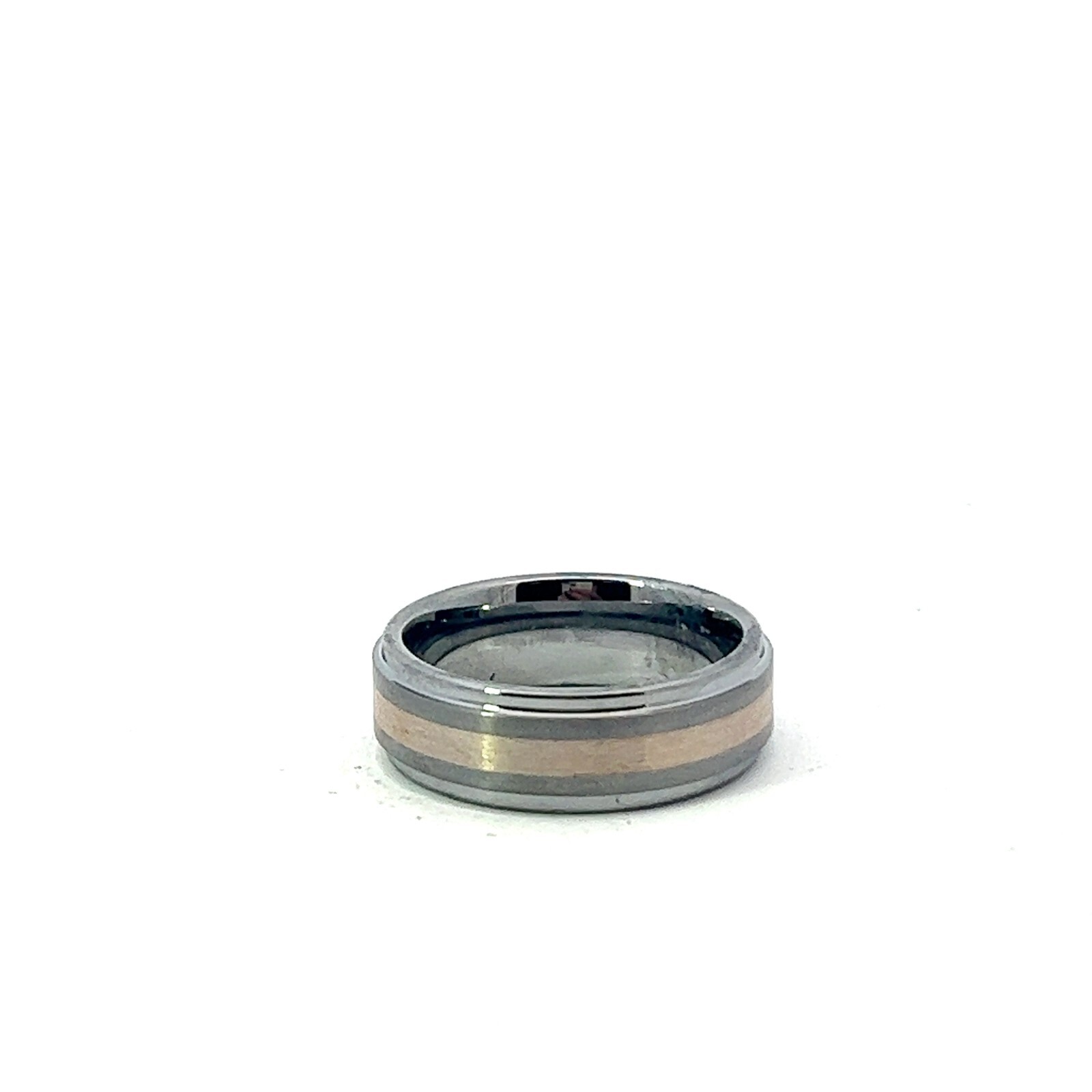 TRITON Tungsten Carbide & Sterling Silver Two-Tone 7mm Step Edge Band Ring