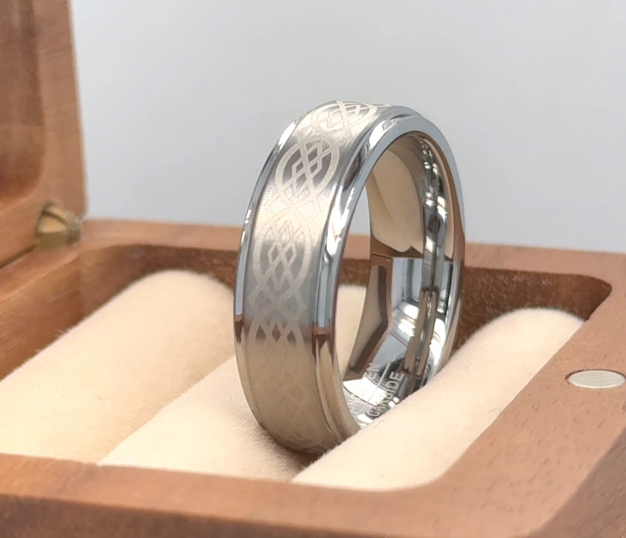 Celtic Pattern Daily Wear Ring Celtic Anniversary Band Tungsten Wedding Ring