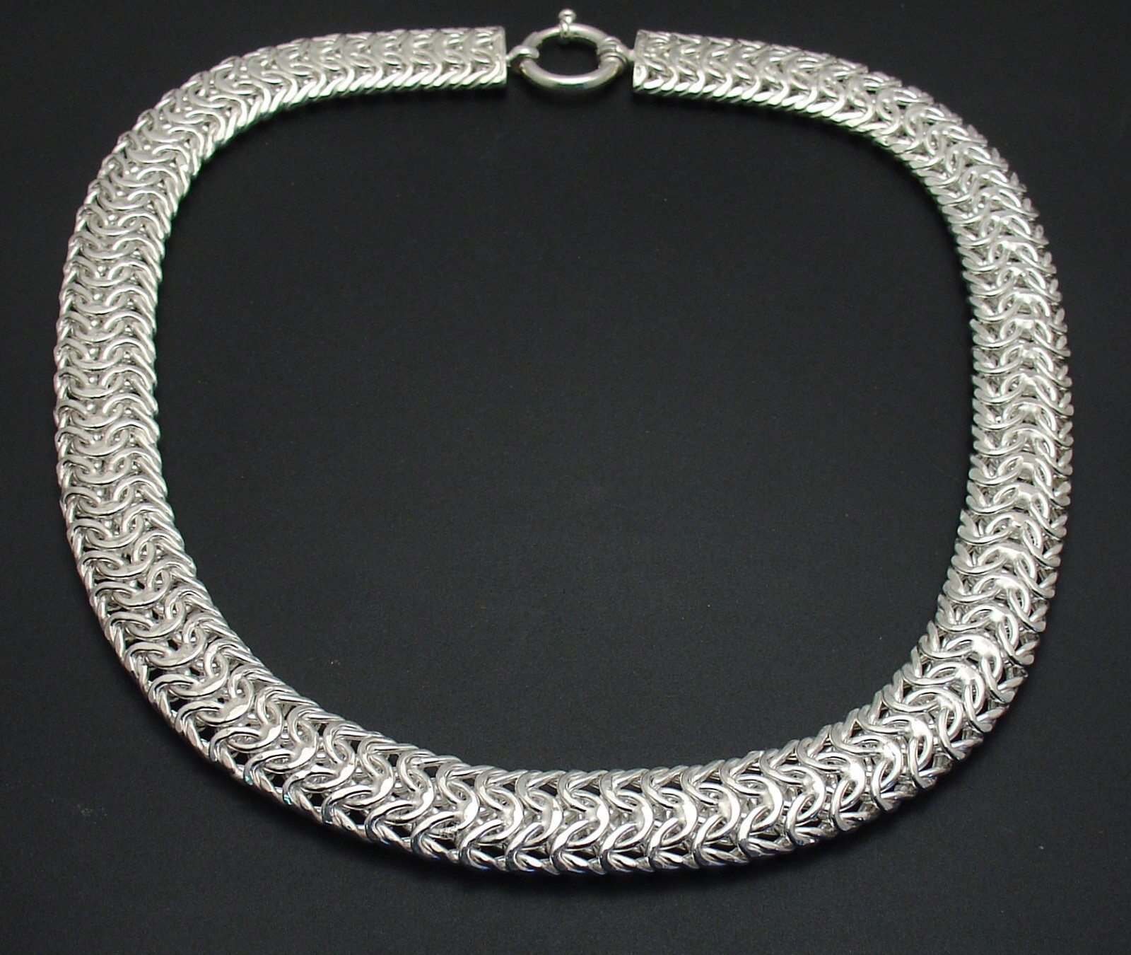 Bold Mirror Domed Byzantine Chain Necklace Real Sterling Silver QVC 18″ 20″