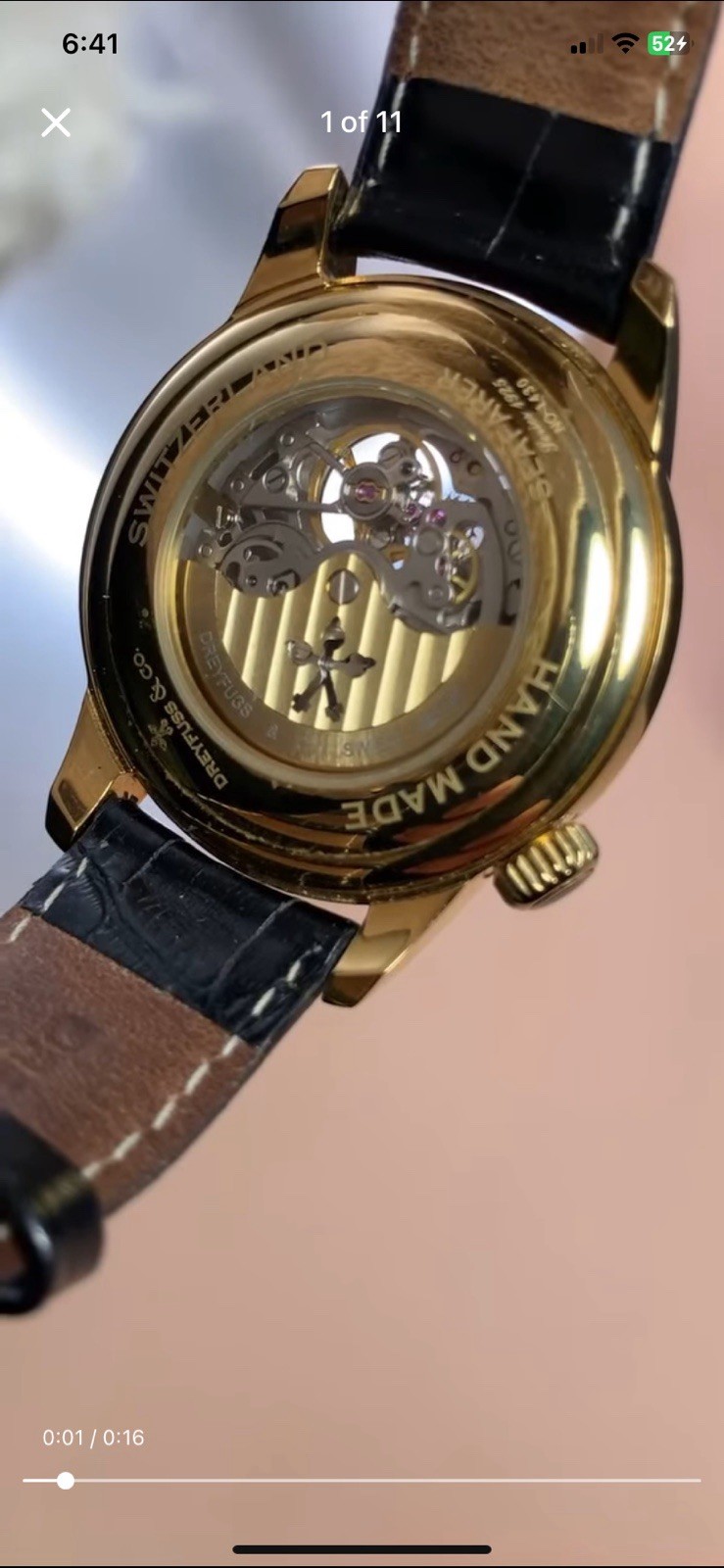 Dreyfuss&Co Seafarer Hand Made Gold Plated Automatic Skeleton Swiss MSRP$1950