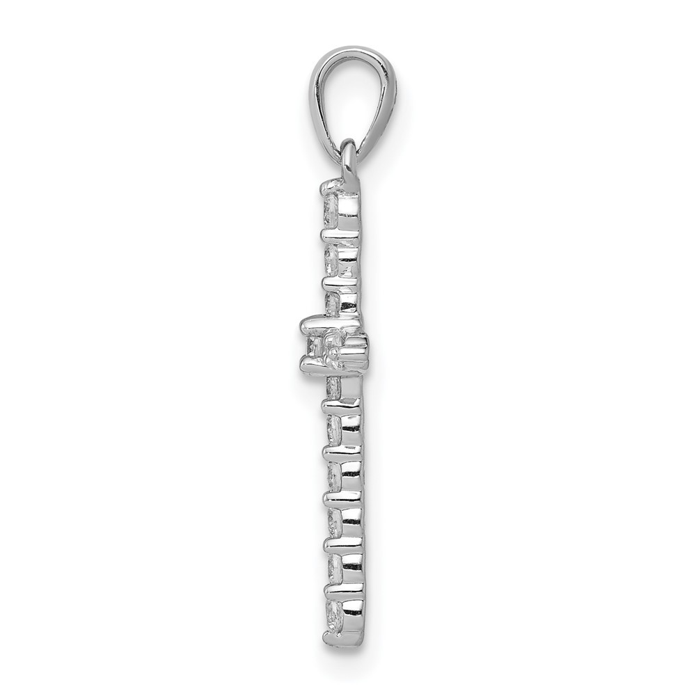 14k White Gold 1/4 Ct Round Lab Grown Diamond VS/SI+ G+ Cross Charm Pendant