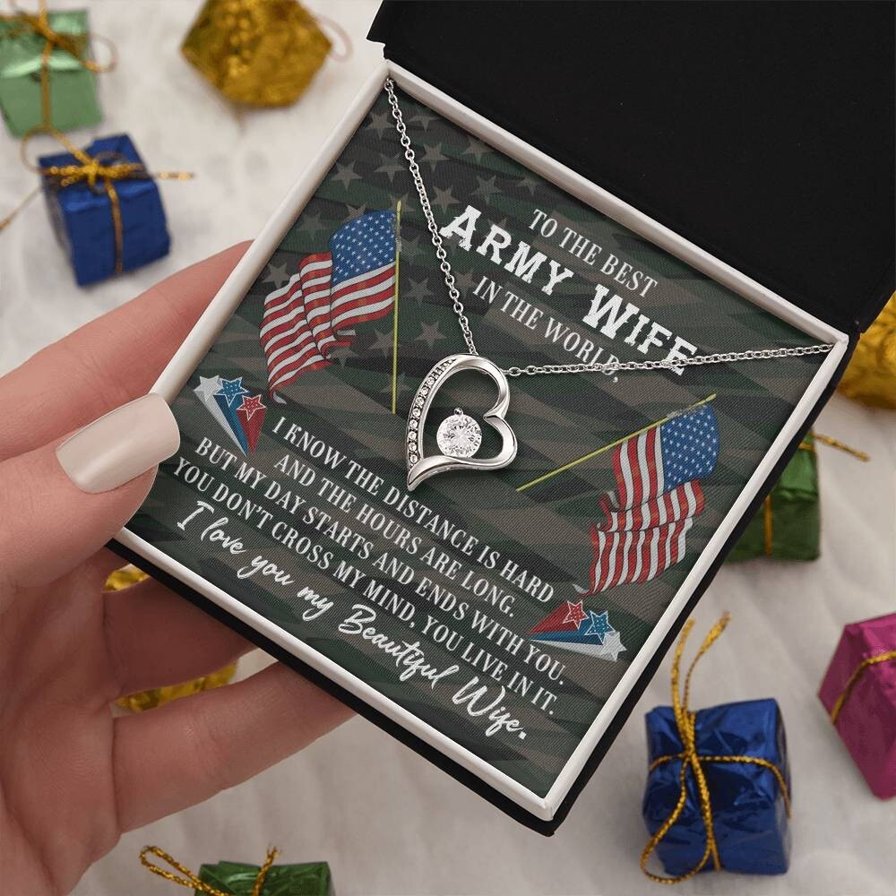 Army WIFE GIFT, Heart Necklace Women Fashion Travel Jewelry,Pendant With Chain