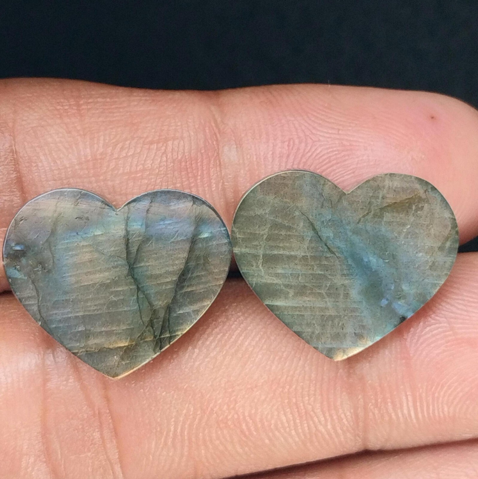 Labradorite Gemstone Cabochon Duo Faceted Brilliance for Artisanal Jewelry 16×20