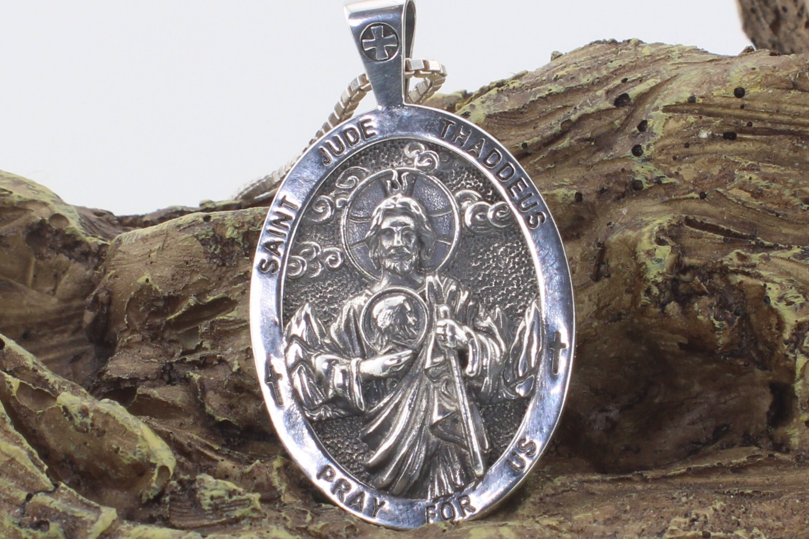 925 Sterling Silver Two-Sided Saint Jude Necklace