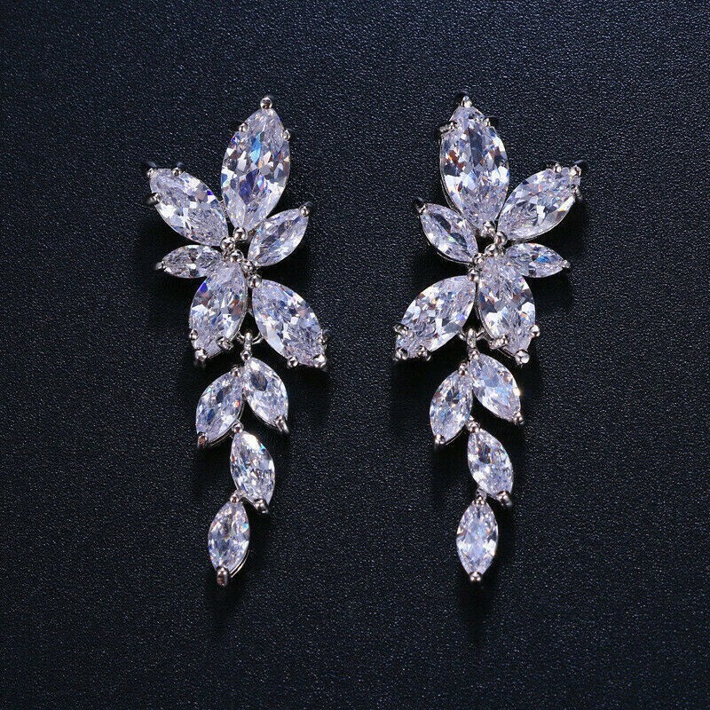 2.80Ct Marquise Cut Simulated Diamond Women Pretty Earring 14K White Gold Plated
