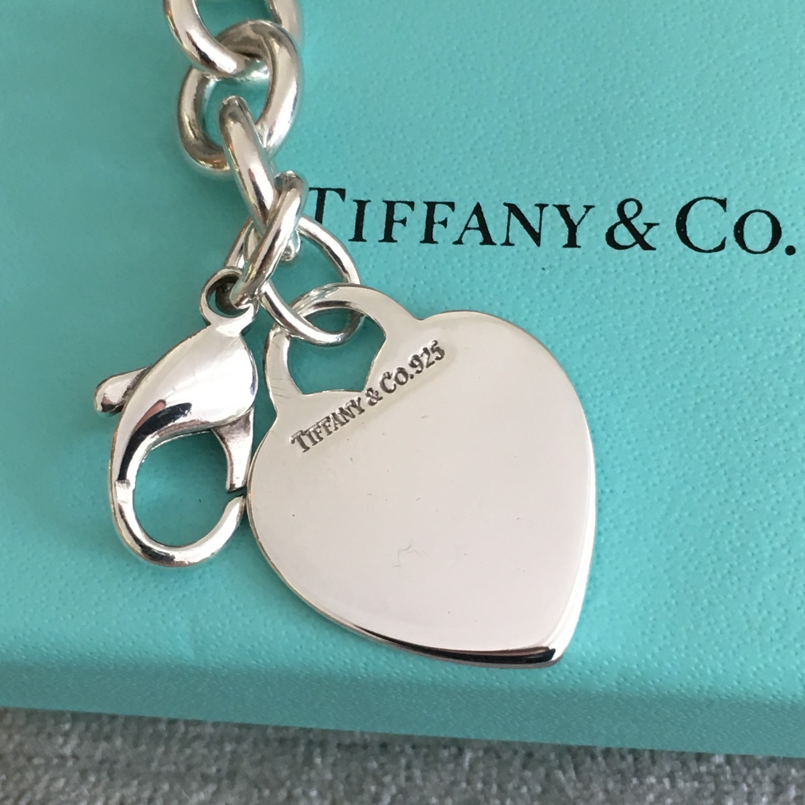 Tiffany & Co Sterling Silver Blank Heart Tag Charm Bracelet