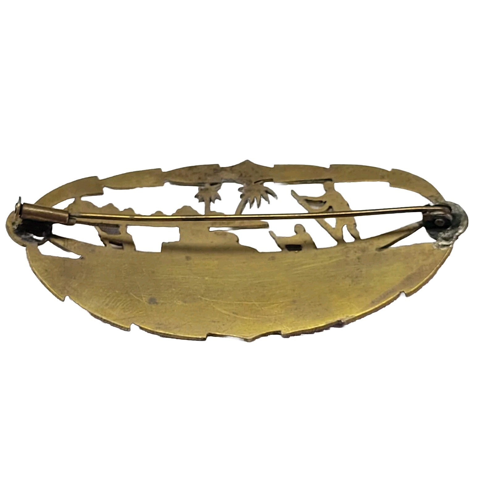 05K43 Antique Large Brass Brooch 1920/1930 China Indochina