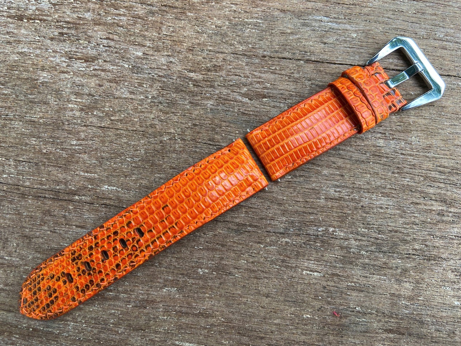 Orange Lizard Leather Watch Strap Band, Size 16mm 18mm 20mm 21mm 22mm 24mm 26mm