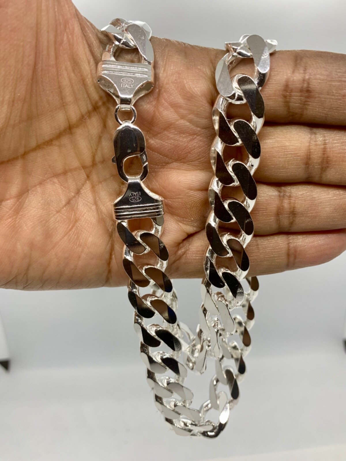 15mm Solid 925 Sterling Silver Cuban Link Chain Necklace Men 20″-30” Made Italy