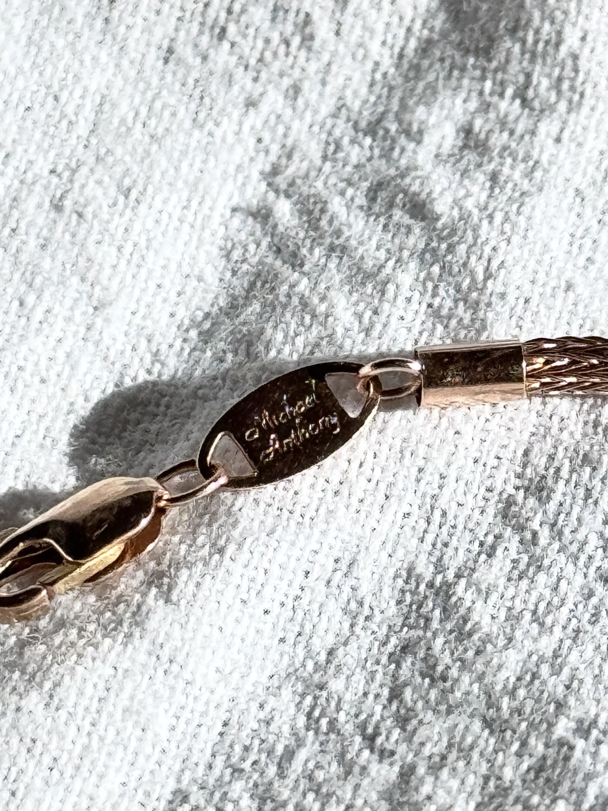 MICHAEL ANTHONY Vintage 14K Rose Gold Woven Foxtail Chain Bracelet 7.5 Inch