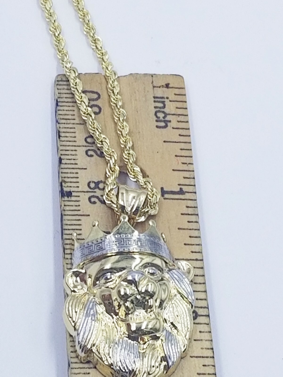 10k Gold Crown Lion Head Charm Diamond Cut 2.5mm 18″ 20″ – 26″ Rope Chain