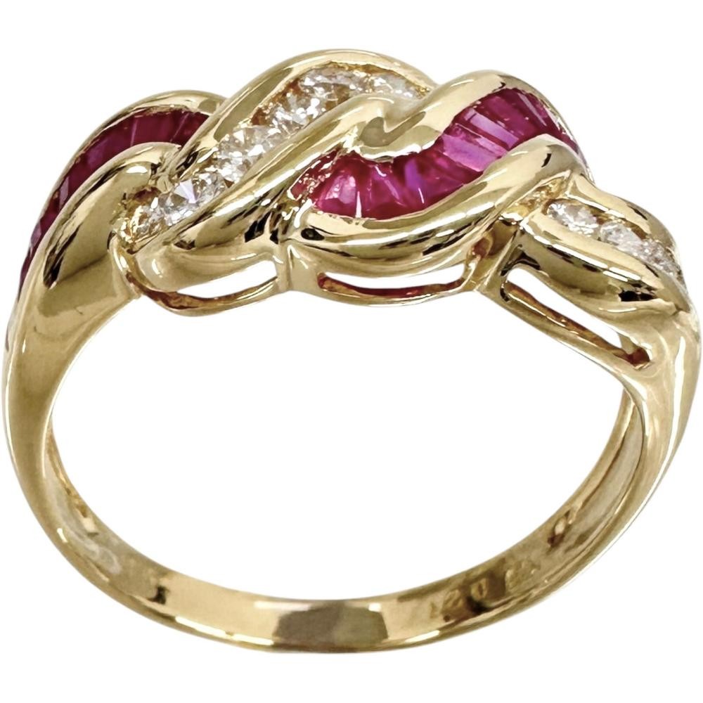 US 7.8 Ruby 0.65ct diamond 0.27ct Ring K18 Gold 4.3g Women