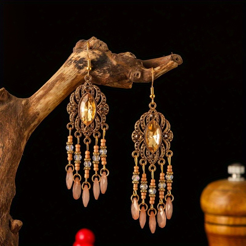 6 Pairs Bohemian Style Tassel Earrings Perfect Natural Stone Jewelry Gift