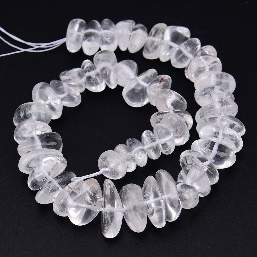 Natural Clear Rock Quartz Smooth Crystal Nugget Loose Space Beads 16” Jewelry