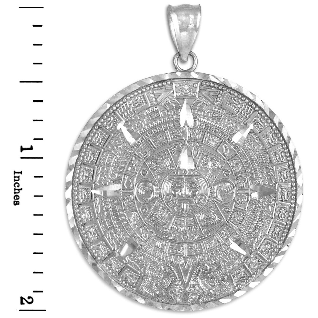 Sterling Silver Aztec Mayan Sun Calendar Pendant (S/M/L)