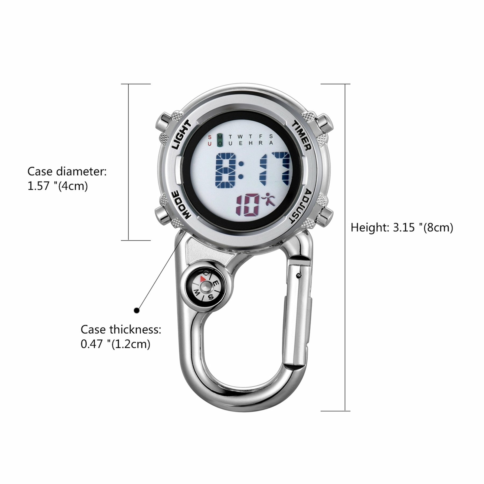 Outdoor Watch Stopwatch Clip on Hanging Watch Quartz Watch for Climbing Hiking