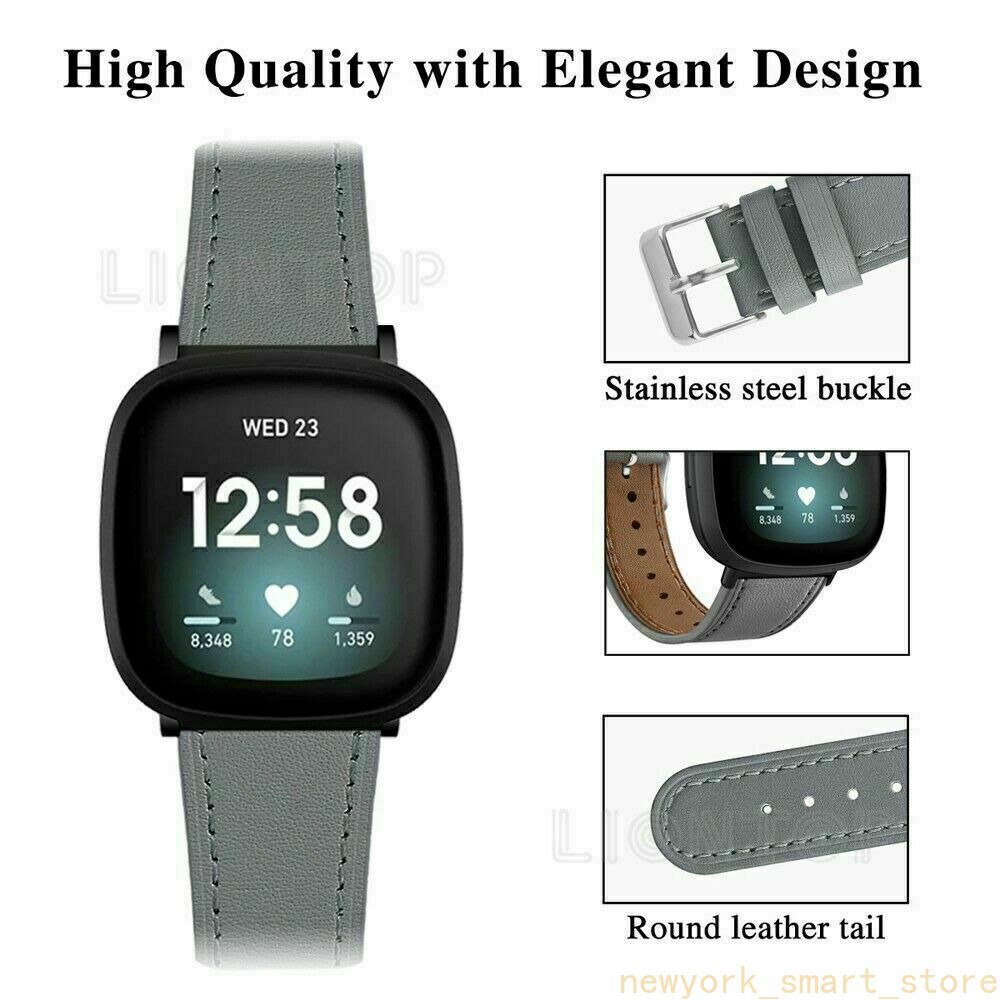 For Fitbit Versa 3 Sense Genuine Leather Watch Band Strap Replacement Bracelet