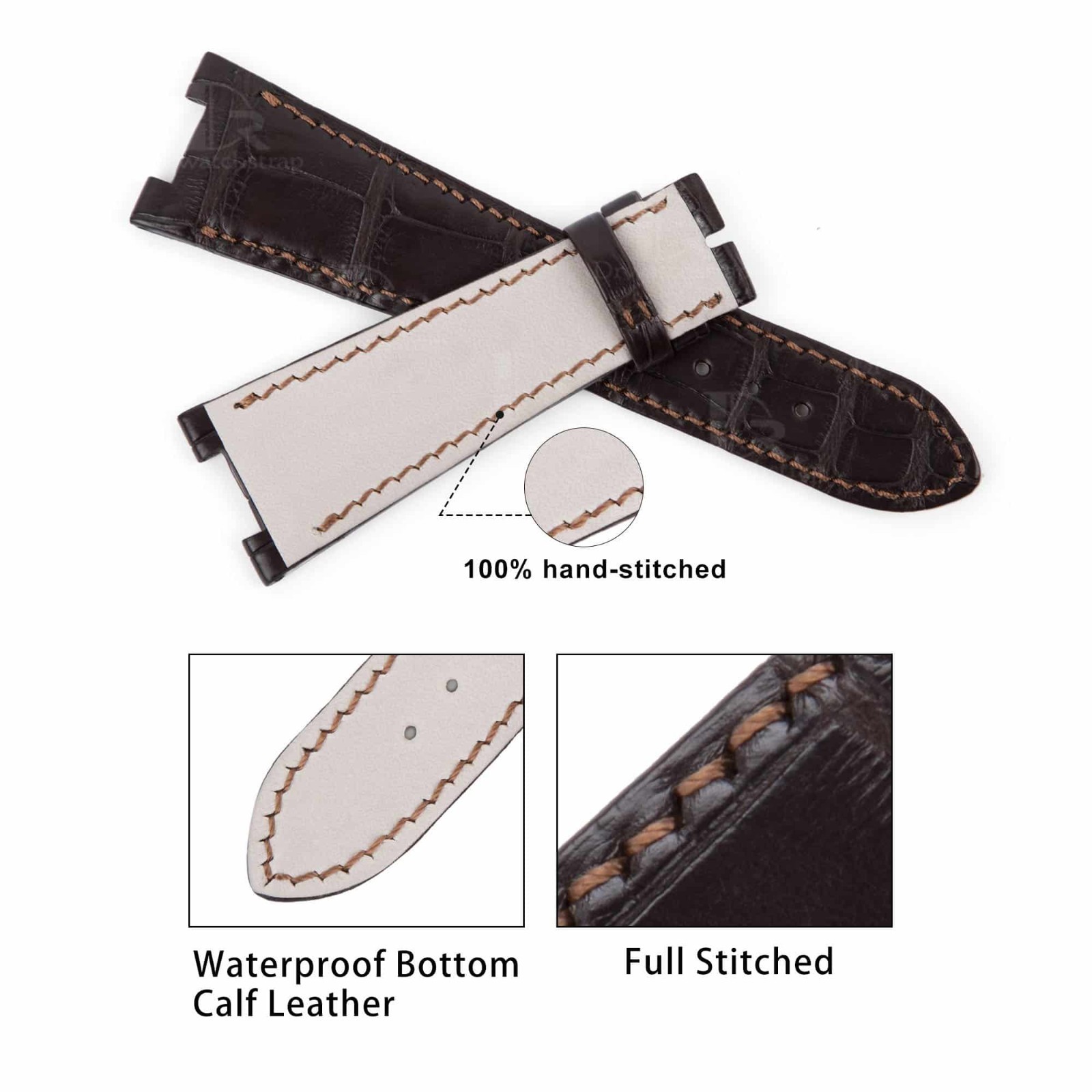 Dark Brown Croco leather strap for Patek Philippe Nautilus 5712 5711 7010