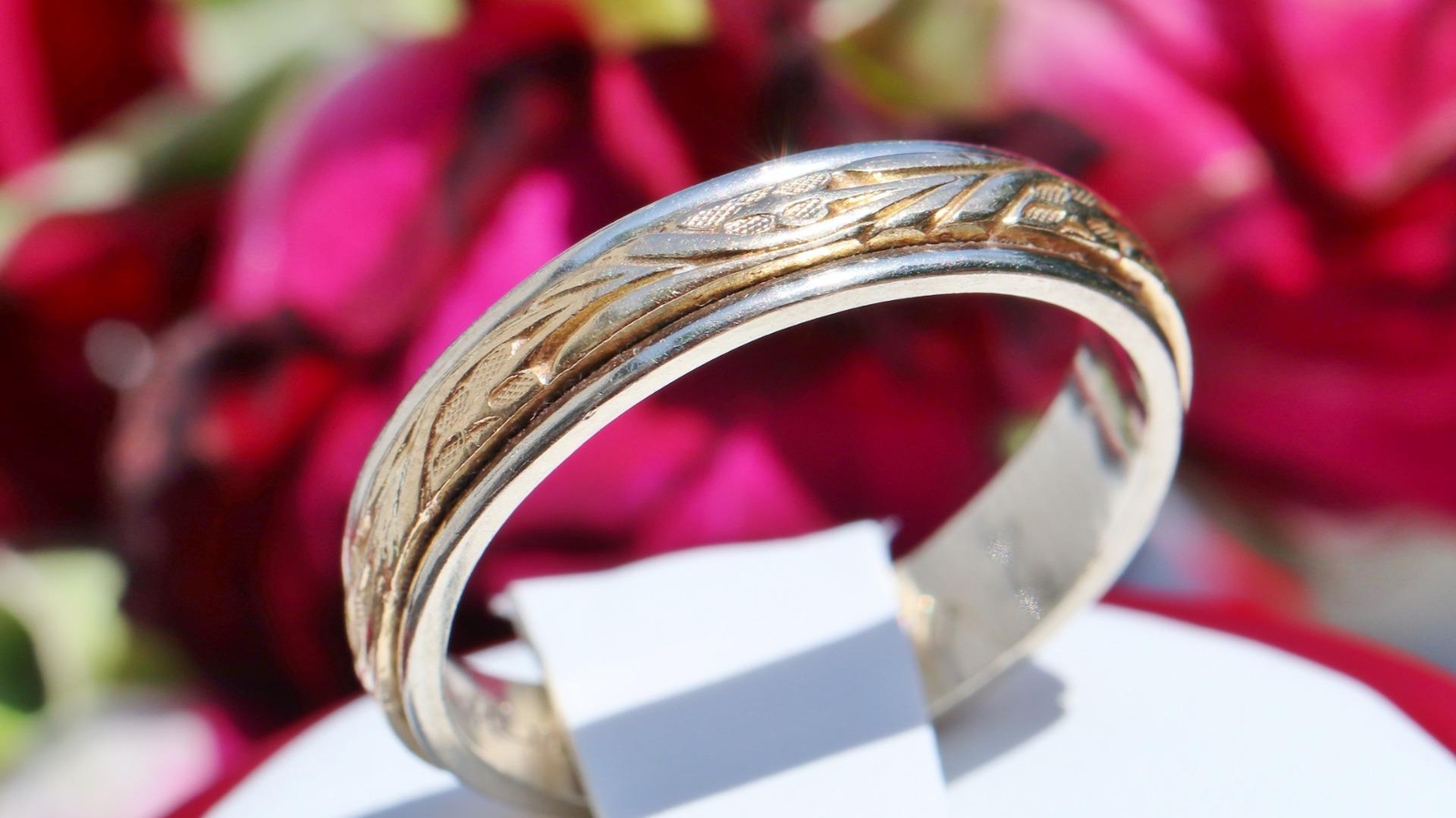 14k multi tone gold wedding band ring size 9.75 handmade antique 4.9gr Artcarved