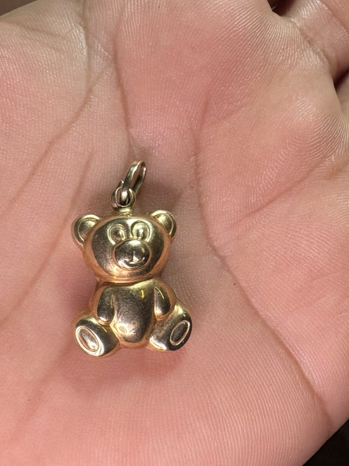 14k Yellow Gold 3D Teddy Bear Italy Large Puffy 2.50G Pendant Charm 25mm 585