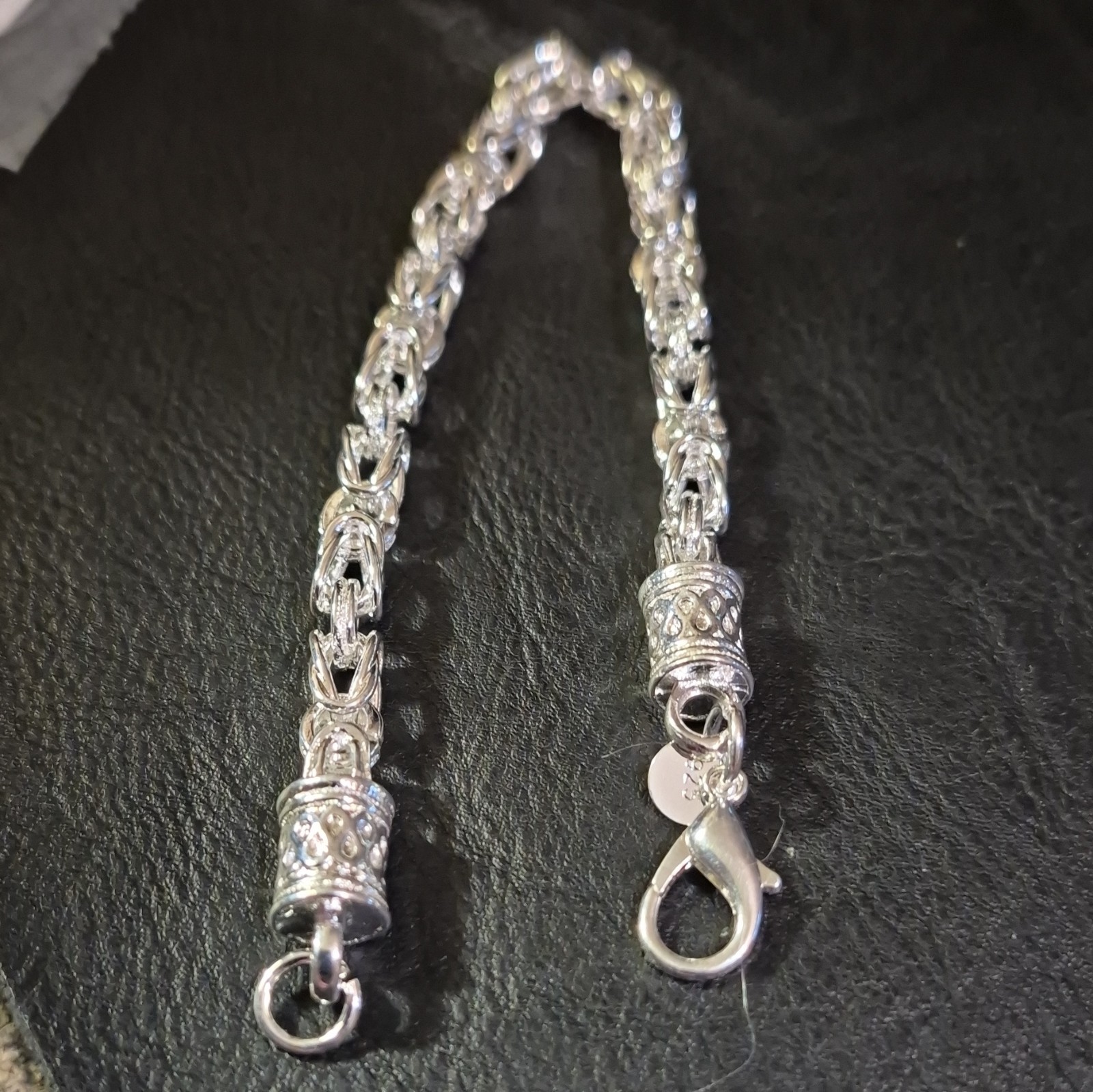 925 Sterling Silver Byzantine Chain Bracelet 20 cm Lobster Clasp Silver